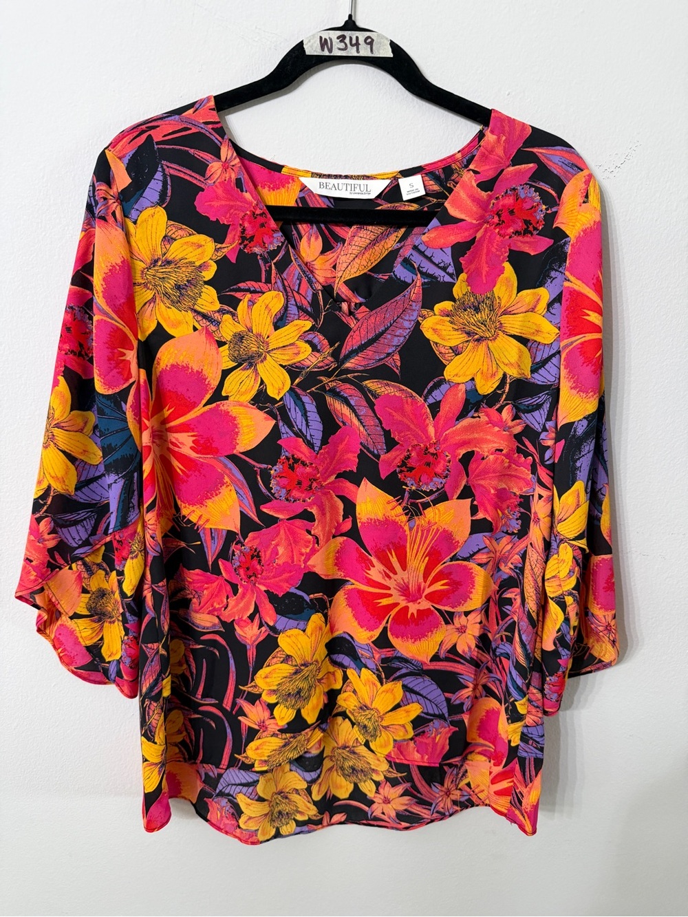 Women’s Beautiful by Lawrence Zarian Tropical Floral Blouse Size Small